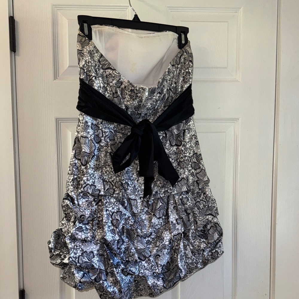 Ruby Rox Semi Formal Floral Strapless Dress with Black Bow - Picture 5 of 9